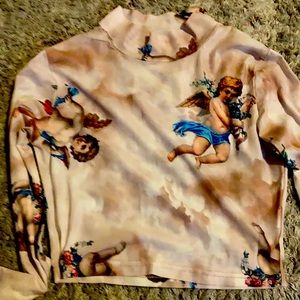 ROMWE sheer angel crop top